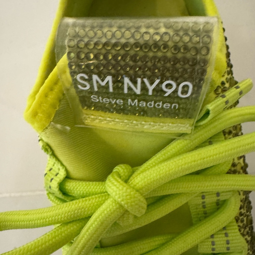 Steve Madden MAXIMA Lace Up Rhinestone Neon Green Chunky Heel Sneakers Size 8 - Picture 11 of 14